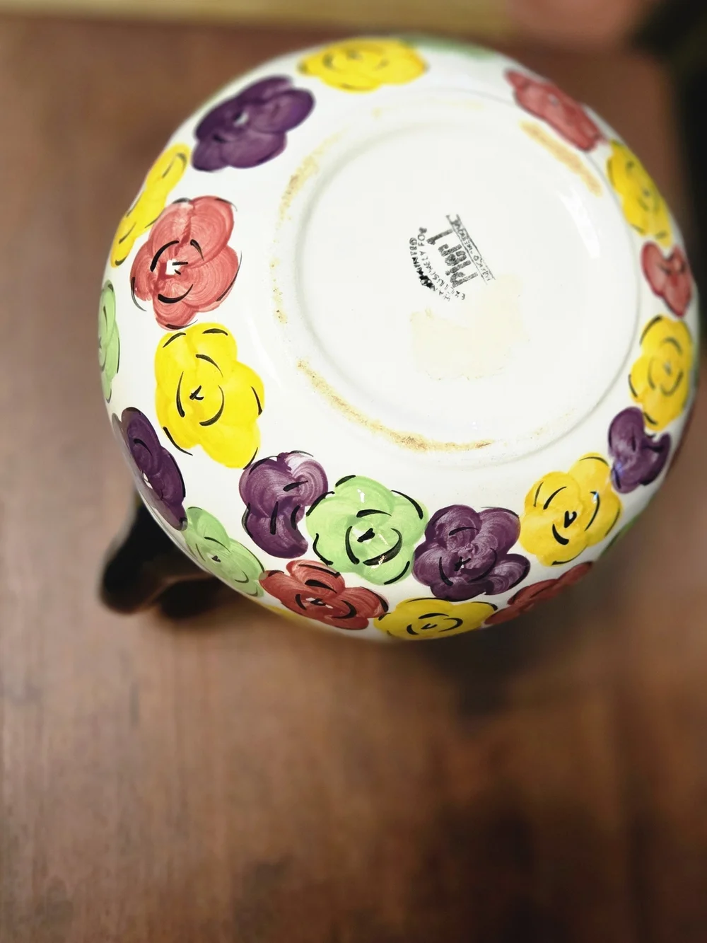 Pier 1 Multicolor Floral Ceramic Pitcher - Yellow, Green, Purple, Red, Black